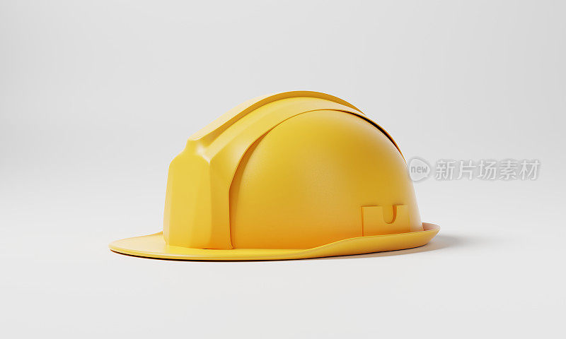 黄色安全帽白色背景安全帽。商业和建筑工程概念。3 d演示呈现